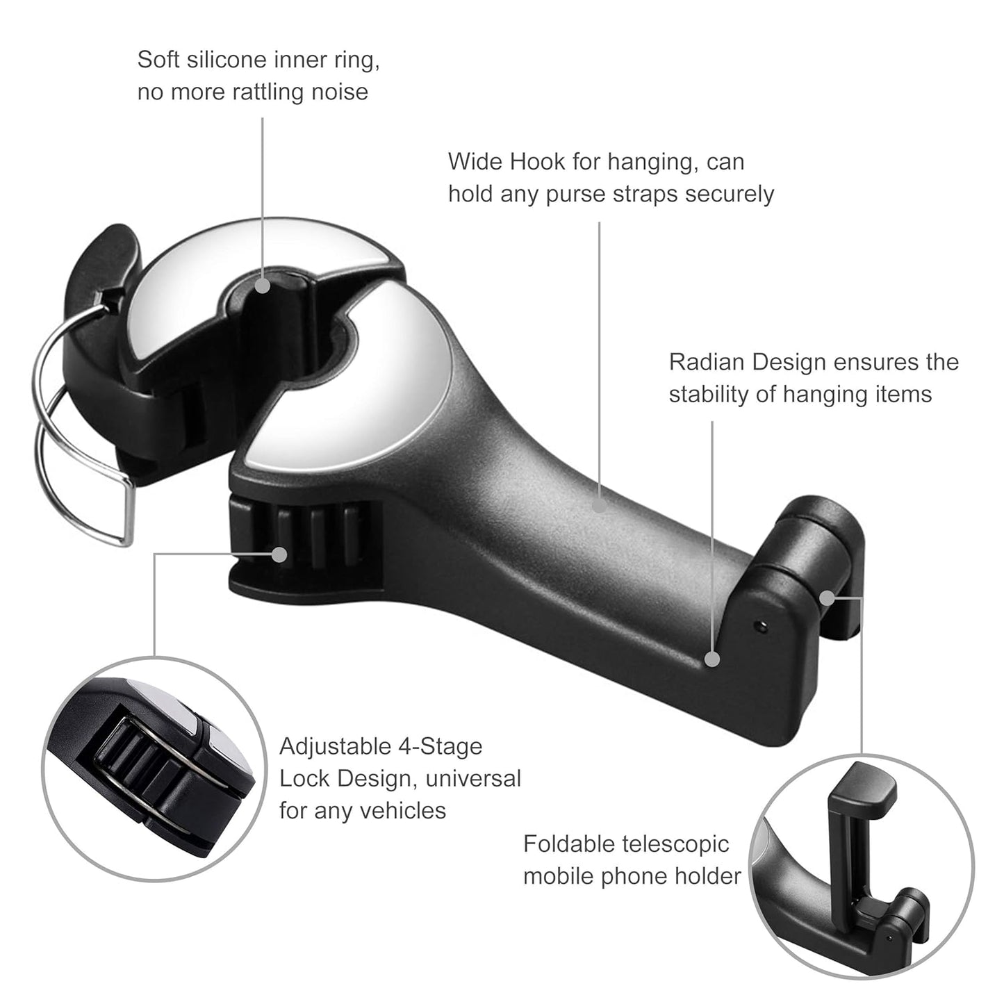 2 in 1 Car Seat Hooks